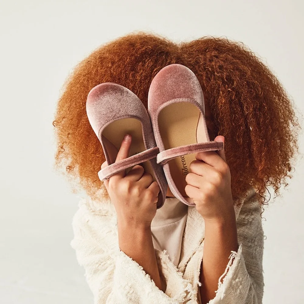 Childrenchic Cassie Rose Velvet Mary Jane Shoes
